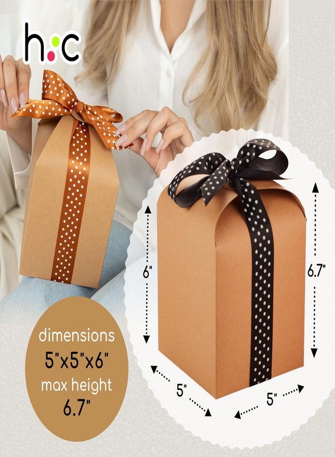 Hayley Cherie Brown Kraft Cookie Boxes with Lids & Ribbons (20 Pack) 6x5x5 Tall Square Gift Boxes for Mugs, Small Presents, Candles, Baked Goods, Candy, Fudge, Christmas, Decorative Food Packaging, Bulk, Empty - Image 4